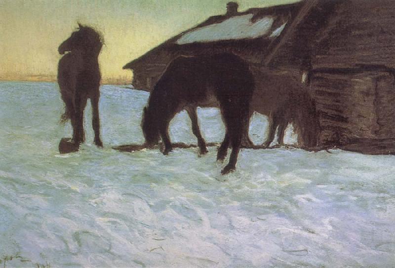 Colts at a Watering-Place., Valentin Serov